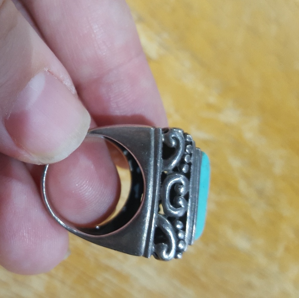 Statement Ring Turquoise Sterling Silver - image 2